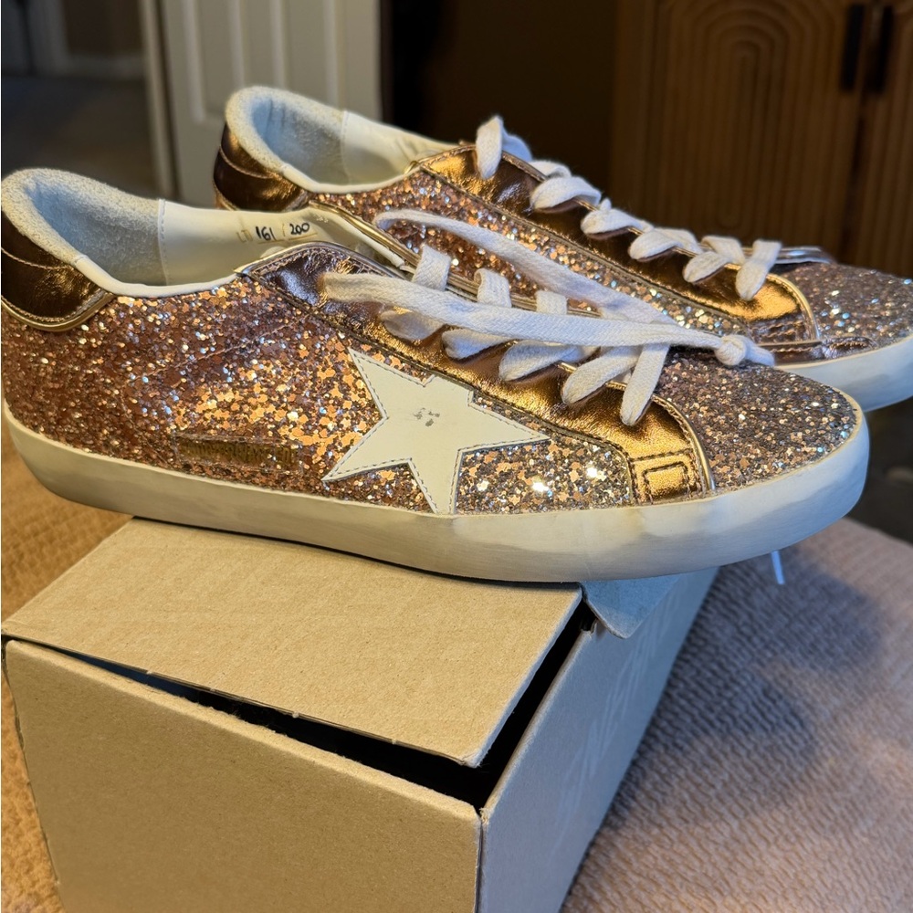 Golden Goose Rose Gold and Silver Glitter Sneakers - Picture 6 of 6